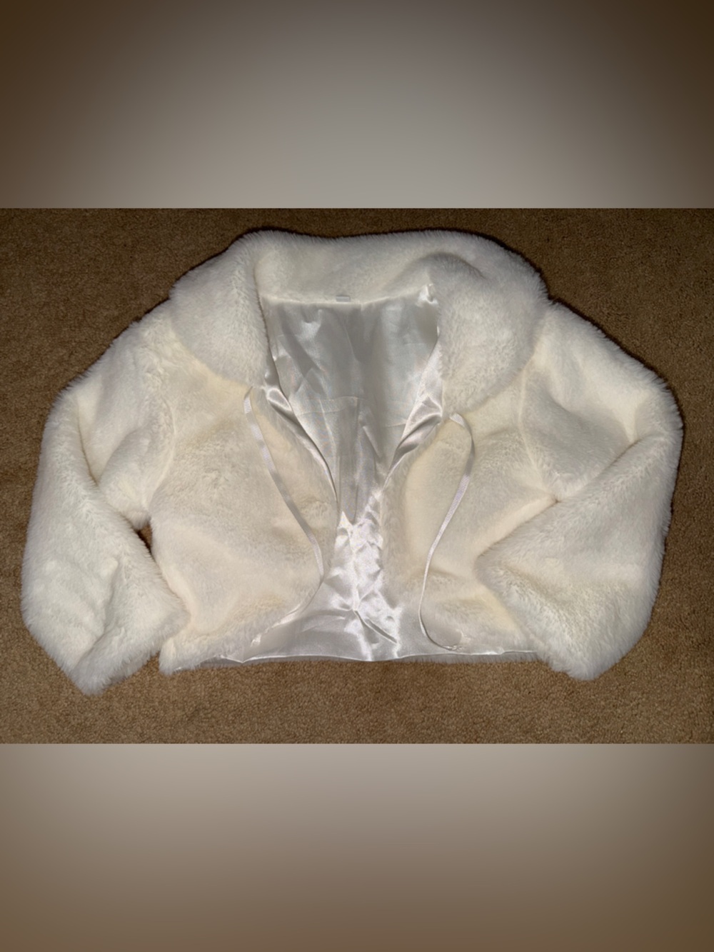 Girls' Ivory Faux Fur Bolero Jacket Shrug